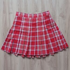 Aerie Red Plaid Class Act Mini Skirt Size XS Pleated Y2K Schoolgirl